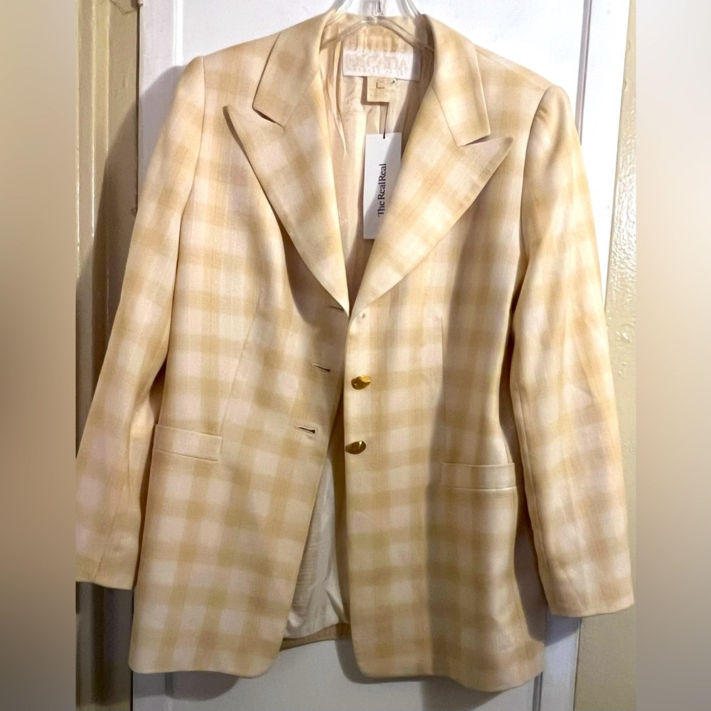 Escada Margaretha Ley wool/silk blend gingham blazer